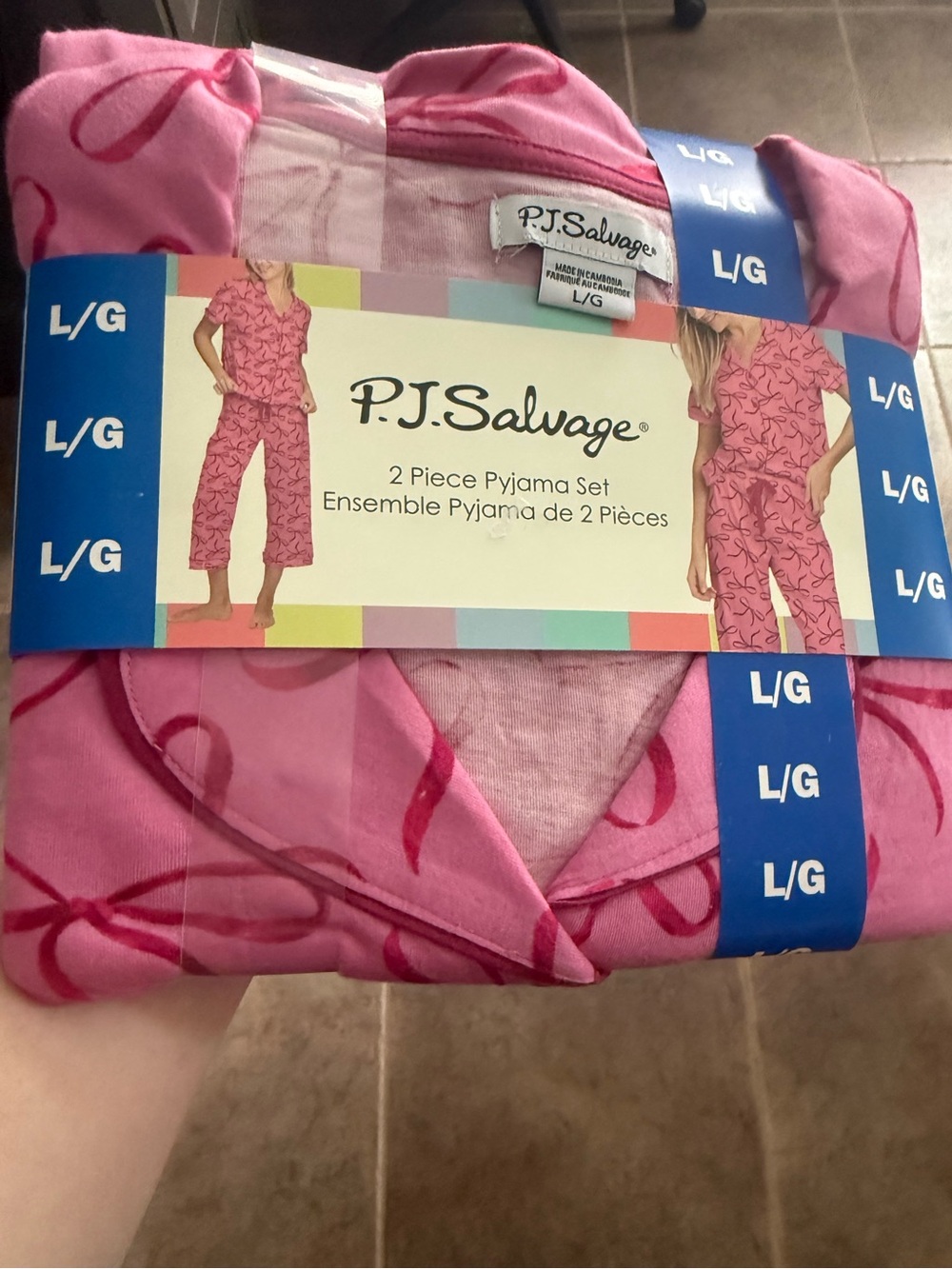 P.J. Salvage Pink Ribbon-Print 2-Piece Pajama Set